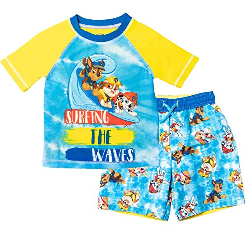 Paw Patrol Chase Marshall Rubble Toddler Boys Raglan Blue-Yellow 3T
