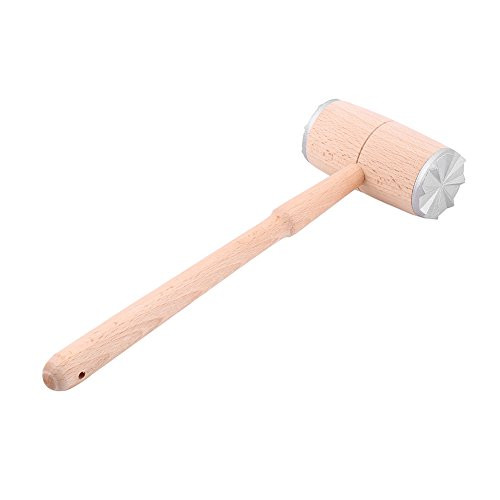 Meat Tenderizer Mallet, Two Sides Wood Meat Hammer Mallet Pounder for Tenderizing Steak Beef Practical Kitchen Tool For Tenderizing Steak,Beef And Poultry. Solid Metal Construction With Rubber Comfort