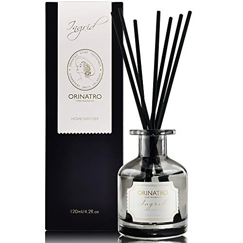 Reed Diffuser Set - ORINATRO Orange Blossom ? Amber Natural Fragrance Oil Diffuser - Scented Sticks  and  Aromatherapy Diffuser Reeds - Aroma Reed Diffuser for Home Bathroom Office Air Freshener 4.2oz