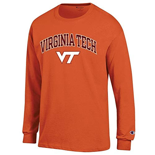 Elite Fan Shop Virginia Tech Hokies Long Sleeve Tshirt Varsity Orange Arch Over - XX-Large