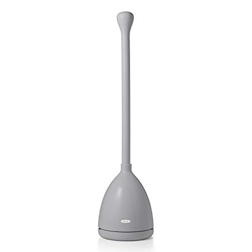 NEW OXO Good Grips Toilet Plunger with Holder Gray