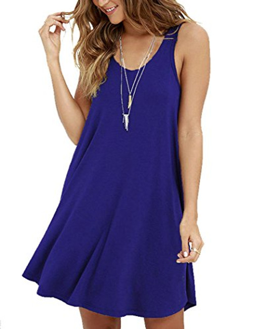 MOLERANI Women's Casual Swing Simple T-shirt Loose Dress Medium Royal Blue
