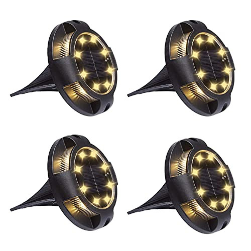 Ground Solar Lights 8 LED Solar In-Ground Garden Lights Outdoor Waterproof Path Lights Solar Powered for Pathway Yard Walkway Patio Lawn Path Lighting Lights -Yellow and Yellow4 Pack-
