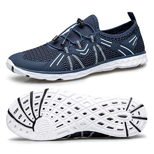 YHOON Water Shoes Mens Womens Quick-Dry Aqua Pool Shoes for Surf Yoga Water Aerobics Navy Blue