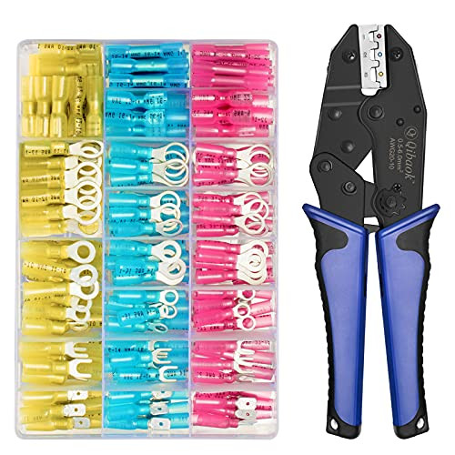 Crimping Tool Qibaok Ratcheting Wire Crimper for Heat Shrink Connectors with 250pcs Heat Shrink Wire Connectors for AWG 20-10 Crimping Tool Qibaok Ratcheting Wire Crimper for Heat Shrink Connectors with 250pcs Heat Shrink Wire Connectors for AWG 20-10