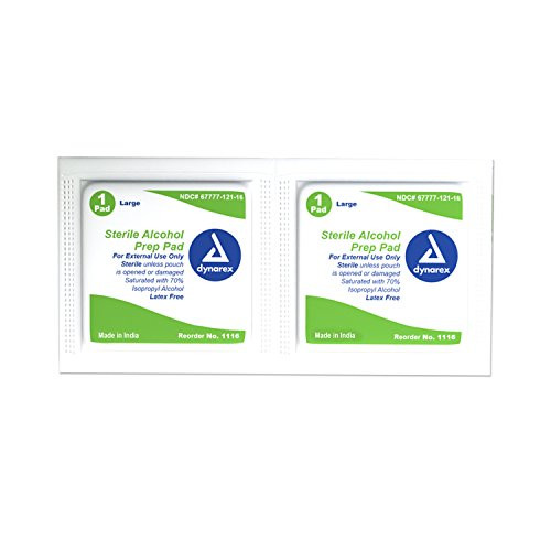 Dynarex 1116 Dynarex Sterile Alcohol Prep Pad - 1000 ct - Large100 Count -Pack of 10-