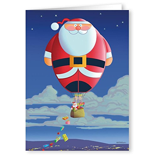 Santa Hot Air Balloon Christmas Card 18 Cards  and  19 Envelopes