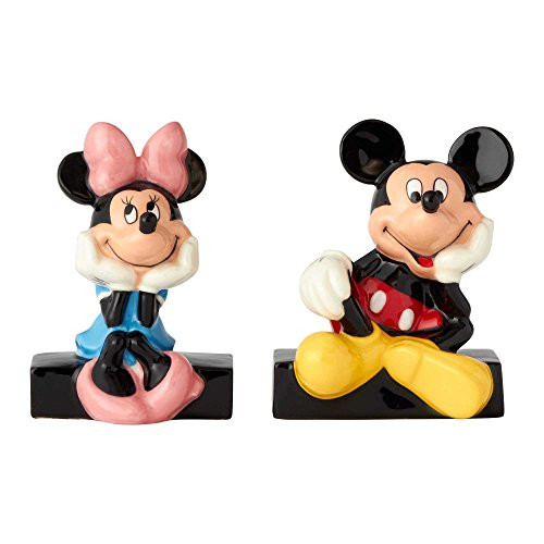 Enesco Disney Ceramics Mickey and Minnie Mouse Salt and Pepper Shakers 3.5 Inch Multicolor