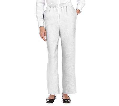 Alfred Dunner Petites' Pull-on Flat-Front Pants White 16P
