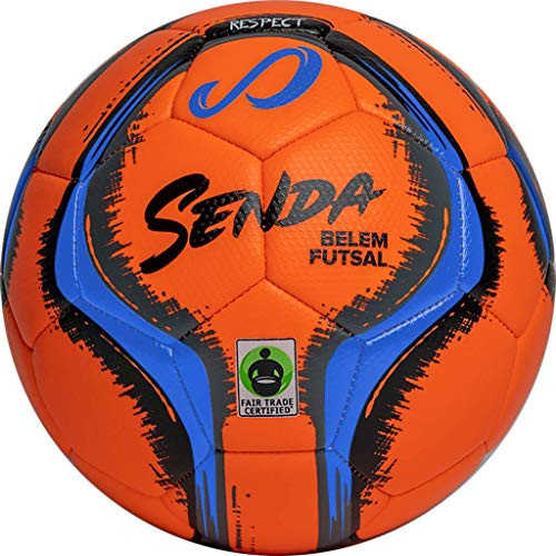 SENDA Belem Training Futsal Ball Fair Trade Certified Orange-Blue-Grey-Black Size 2 -Ages 7  and  Under-
