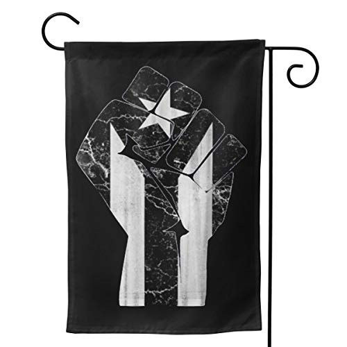 Black And White Puerto Rican Puerto Rico Flag Hand  and  Themed Welcome Party Outdoor Outside Decorations Ornament Picks Home House Garden Yard Decor Double Sided 12.5 X 18 Small Flag 28 X 40 Jumbo Large