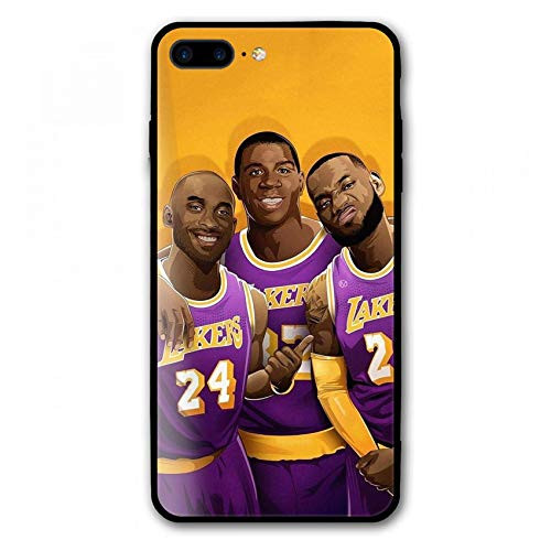 FUCASE iPhone 8 Plus Case 7 Plus Case - Glass Back Cover Case for iPhone 7P/8P (Lebron-Kobe-Magic)