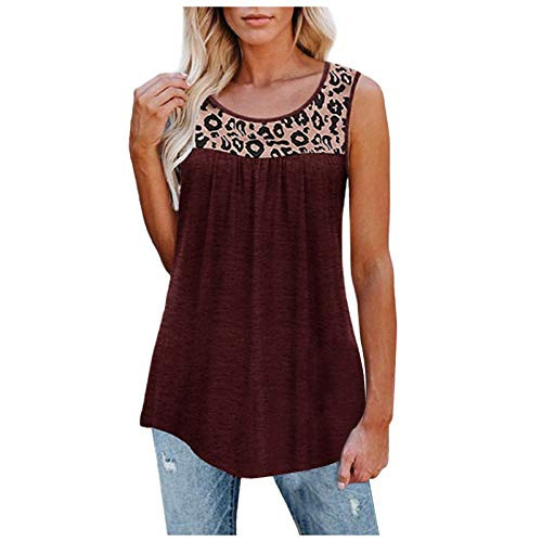 Womens Casual Loose Summer Sleeveless Lace Active Tank Tops Ruffle Loose Tunic Blouse Shirt Blouse Vest