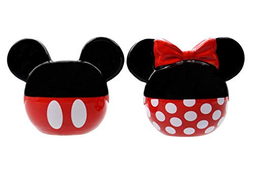 Best Brands Disney Salt and Pepper Shakers Set  Ceramic Minnie and Mickey Mouse Salt and Pepper Shakers Perfect for Any Tabletop  Easy to Fill  RedBlack Glossy Finish