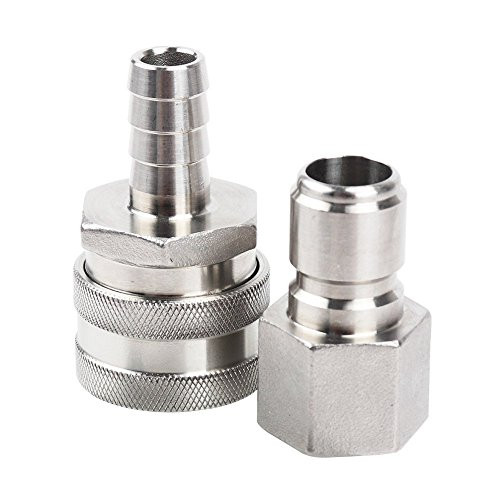 Stainless Steel Quick Disconnect Set (Barb Female, FPT Male)