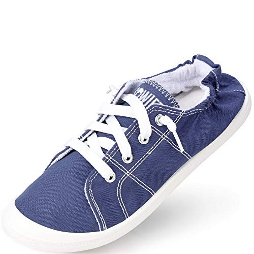 Sowift Womens Slip On Canvas Fashion Sneakers Low Top Walking Shoes Casual Comfortable Shoes for Women Dark Blue