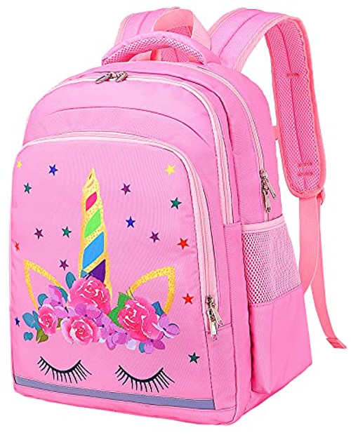 Girls Backpack for School Kids Backpack Preschool Kindergarten Elementary Bookbag -Unicorn Pink-