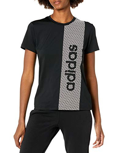 adidas womens Designed 2 Move Branded Tee Black-White Large