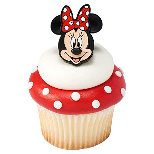 CakeDrake MINNIE MOUSE ONLY Faces HEADS -24- Party CUPCAKE Cake Pop RINGS Favors Toppers