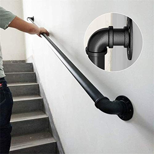 CWYP-MS Handrails for Stairs Handrail for Stairs Industrial Pipe Stair Handrail Complete Kit Non-Slip Loft Channel Safety Banister Rail The Wall Indoor Outdoor Corridor Railing -Size - 1ft-
