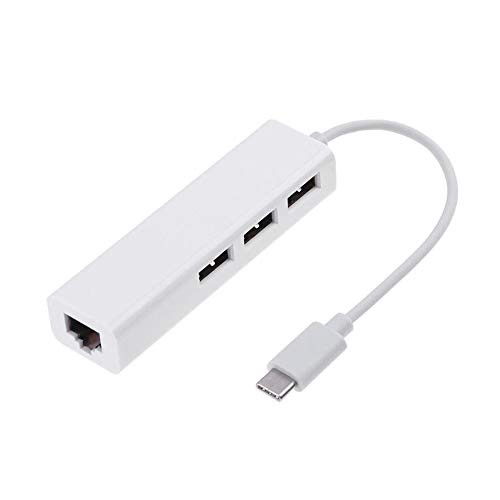 USB 3.1 Type?C to 3 Ports USB 2.0 Hub Adapter USB Splitter with 100M RJ45 Ethernet Network Port LAN Adapter for MacBook