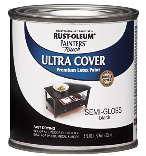Rust-Oleum 1974730-6PK Painter's Touch Latex Paint Half Pint Semi-Gloss Black 6 Pack