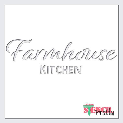 Farmhouse Kitchen Stencil - DIY Home Decor Sign Best Vinyl Large Stencils for Painting on Wood Canvas Wall etc.-Massive -33" x 10.25"-- Ultra Thick Exhibit Grade White Color Material
