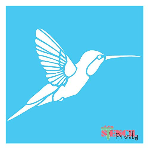 Hummingbird Stencil Best Vinyl Large Stencils for Painting on Wood Canvas Wall etc.-Mega -26" x 18"-- Brilliant Blue Color Material