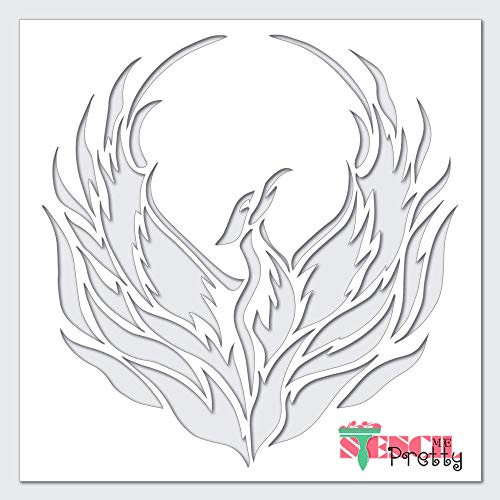 Stencil - Firebird Stencil - DIY Art Template Best Vinyl Large Stencils for Painting on Wood Canvas Wall etc.-L -20" x 21"-- Ultra Thick Exhibit Grade White Color Material