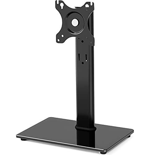 TAVR Single Monitor Desk Stand for Screens up to 32 inch Free-Standing VESA Monitor Mount Stand Base - Swivel Tilt RotationHeight Adjustable Computer Monitor VESA 75x75 100x100mm