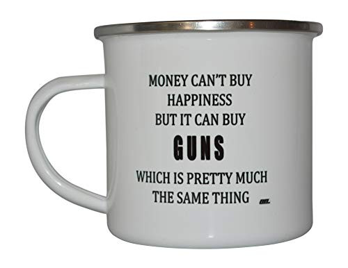 Funny Hunting Camp Mug Enamel Camping Coffee Cup Gift Money Happiness Guns Hunter Hunt