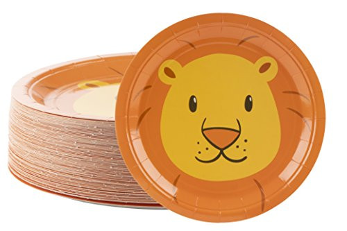 Disposable Plates - 80-Count Paper Plates, Lion Party Supplies for Appetizer, Lunch, Dinner, and Dessert, Kids Birthdays, 9 x 9 inches
