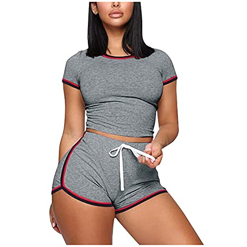 Womens Casual 2 Piece Short Sleeve Outfits Sets Summer Sexy Active Crop Top  plus Shorts Tracksuits Jogger Bodycon Sets Womens Casual 2 Piece Short Sleeve Outfits Sets Summer Sexy Active Crop Top  plus Shorts Tracksuits Jogger Bodycon Sets
