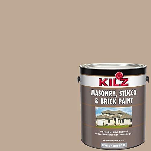 KILZ 13510901 L340711 Interior-Exterior Self-Priming Masonry Stucco Flat Paint 1 Gallon Clay Brick -Medium Tan-