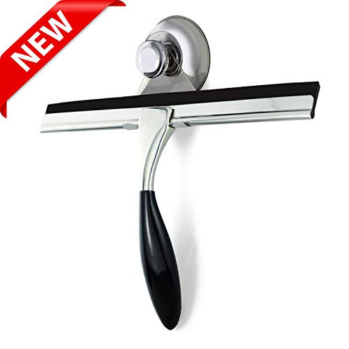 Als Ellan Shower Squeegee, 10" Non-Slip Grip Window Squeegee Glass Squeegee All-Purpose Squeegee with Suction Cup Hooks Holder for Bathroom, Kitchen, Balcony, Car- with a Suction Cup Hanging Hook
