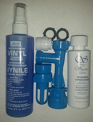 BLUE MAGIC WATERBED FILL  and  DRAIN VINYL CLEANER -4 OZ.- CONDITIONER KIT