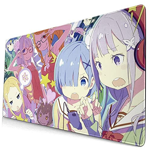 Re Zero Rem Anime Mouse Pad Computer Keyboard Mat Non-Slip Rubber Gaming Mouse Pad Laptop Mouse for Office Computer Games 15.8 X 29.5 Inch