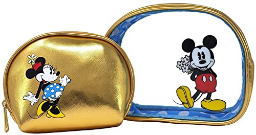 Loungefly Disney Cosmetic Travel Bags - 2 Piece Set Mickey  and  Minnie Mouse Print