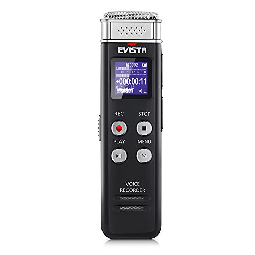 Evistr 8GB Slim Digital Voice Recorder Mini Audio Recorder Dictaphone, Voice Activated Recording Device with MP3 Player