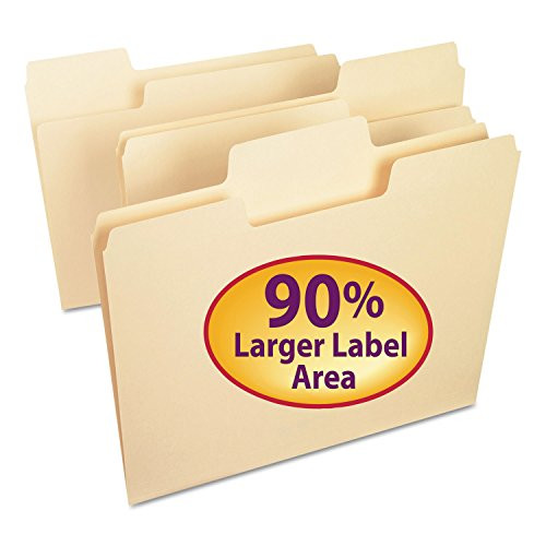 Smead 10301 SuperTab File Folders 1-3 Cut Top Tab Letter Manila 100-Box