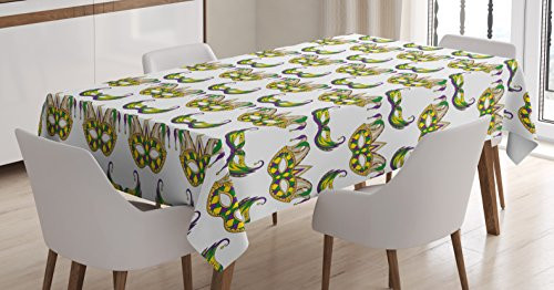 Ambesonne Mardi Gras Tablecloth Pattern withs Traditional Carnival Celebration Costume Rectangular Table Cover for Dining Room Kitchen Decor 60" X 90" Yellow Purple Ambesonne Mardi Gras Tablecloth Pattern withs Traditional Carnival Celebration Costume Rectangular Table Cover for Dining Room Kitchen Decor 60" X 90" Yellow Purple