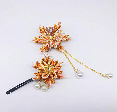 Handmade Japanese Sakura Hair Pin Deco Kanzashi Hair Sticks Picks Fit for Kimono Hanfu Accessories -2-