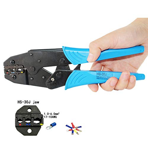 Yangou Self Adjusting Crimping Pliers for Insulated Wire Terminals Connectors Capacity 22-10AWG Ratcheting Crimper Tool HS-30J 
 Yangou Self Adjusting Crimping Pliers for Insulated Wire Terminals Connectors Capacity 22-10AWG Ratcheting Crimper Tool HS-30J