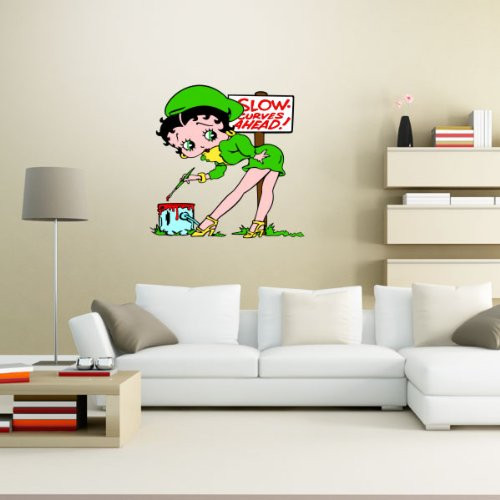 Betty Boop Slow - Curves Ahead Wall Graphic Decal Sticker 23" x 23"