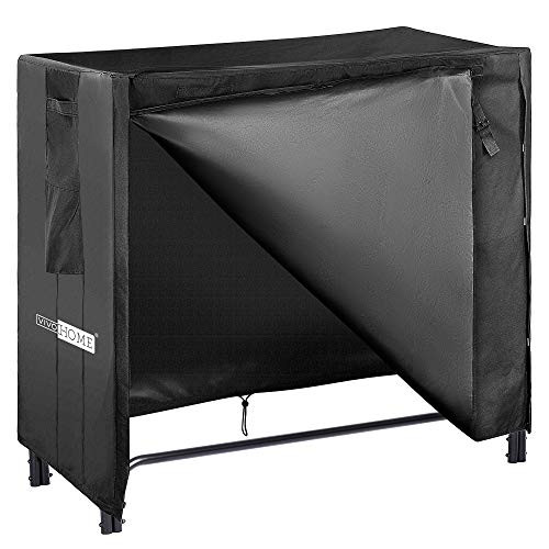 VIVOHOME 4ft Waterproof Log Rack Cover Heavy Duty 600D Oxford Outdoor Firewood Storage Cover with Zipper and Hook Loop Tape -log rack not included-