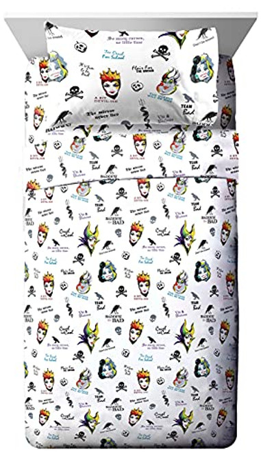 Jay Franco Disney Villains Baddest of Bad Twin Sheet Set - 3 Piece Set Super Soft and Cozy Kids Bedding - Fade Resistant Microfiber Sheets -Official Disney Product- Jay Franco Disney Villains Baddest of Bad Twin Sheet Set - 3 Piece Set Super Soft and Cozy Kids Bedding - Fade Resistant Microfiber Sheets -Official Disney Product-