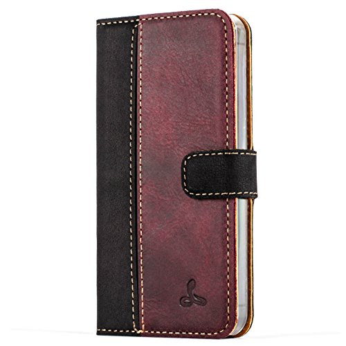 iPhone 5 - 5s - SE Case Snakehive Vintage Collection Apple iPhone 5 - 5s - SE Wallet Case in Nubuck Leather with Credit Card-Note Slot for Apple iPhone 5 - 5s - SE -Black and Plum- iPhone 5 - 5s - SE Case Snakehive Vintage Collection Apple iPhone 5 - 5s - SE Wallet Case in Nubuck Leather with Credit Card-Note Slot for Apple iPhone 5 - 5s - SE -Black and Plum-