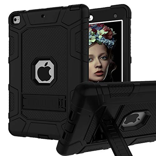 iPad 6th Generation Cases, iPad 2018 Case, iPad 9.7 Inch Case,Hybrid Shockproof Rugged Drop Protection Cover Built with Kickstand for New iPad 9.7 inch A1893/A1954/A1822,/A1823 (Black)