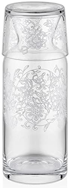 ELITE BG Bedside Water Carafe with Glass Set  European Quality Glass - Glass Carafe 24 oz - Bedside Carafe Pitcher and Cup - Night Carafe with Glass - Made in Europe -IVY-