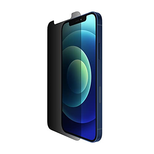 Belkin ScreenForce UltraGlass iPhone 12 Mini Privacy Anti-Microbial Screen Protector with Easy Align Tray for Bubble Free Convenient Installation